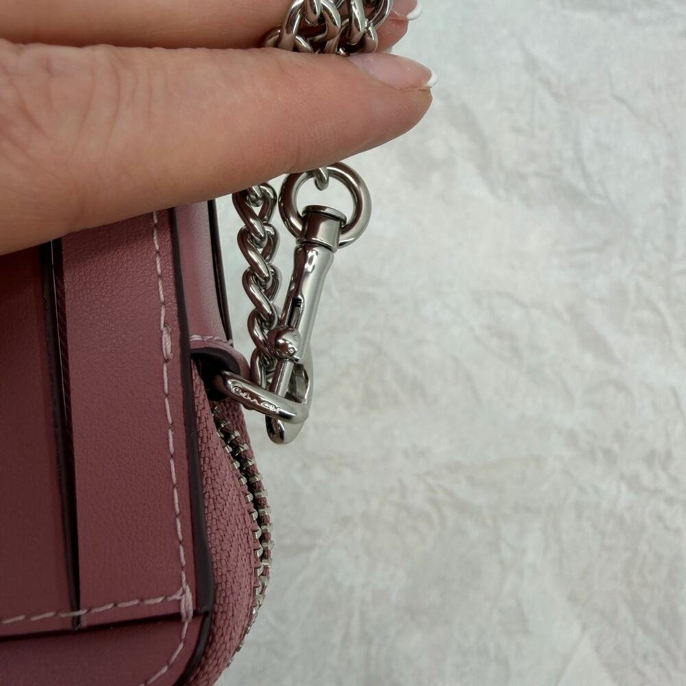 New with tags Coach Pink and Brown Card Holder coin purse with Chain Attachment - Picture 5 of 10